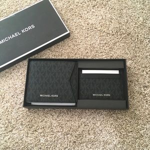NIB black Michael Kors wallet card holder set